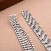 1對時尚精美女款流蘇吊墜耳環,秋冬必備 - 銀色 - 查看 4