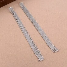 1對時尚精美女款流蘇吊墜耳環,秋冬必備 - 銀色 - 查看 5