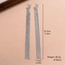 1對時尚精美女款流蘇吊墜耳環,秋冬必備 - 銀色 - 查看 6