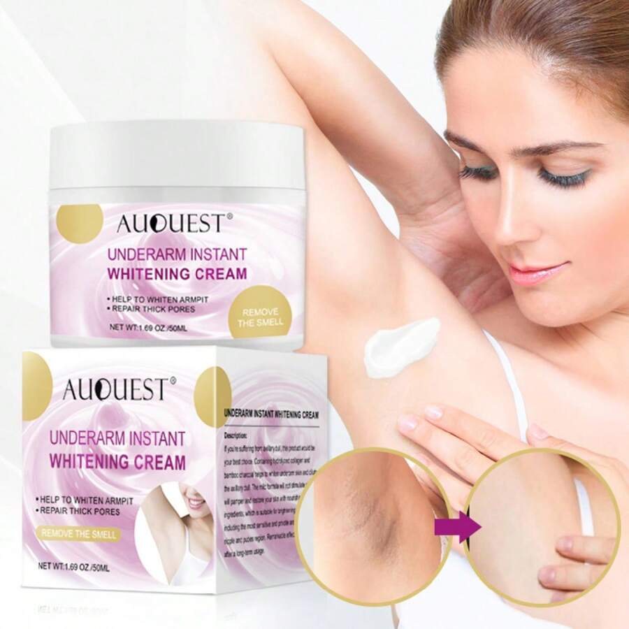 Crema blanqueadora de colágeno, áreas íntimas para la piel oscura, axilas, partes privadas, crema corporal para aclarar las axilas, cuidado de la piel - Blanco - Ver 1