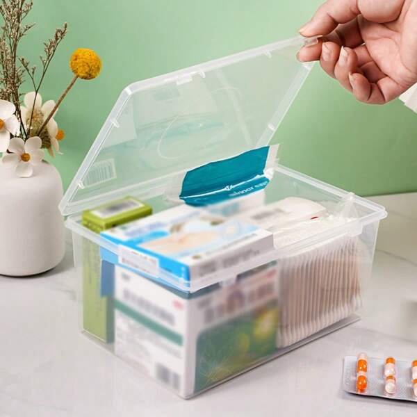 1pc Dustproof Storage Box With Lid For Medicine