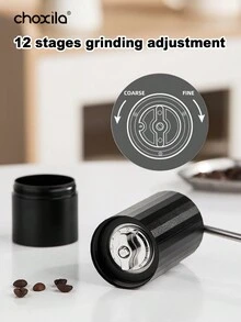 choxila 1pc Manual Coffee Grinder Capacity 16g With CNC Stainless Steel Conical Burr, 12 Internal Adjustable Setting, Hand Coffee Grinder With Walnut Handle Top For French Press, Drip, Espresso, For Travel/Camping/Home - Stripe - View 5