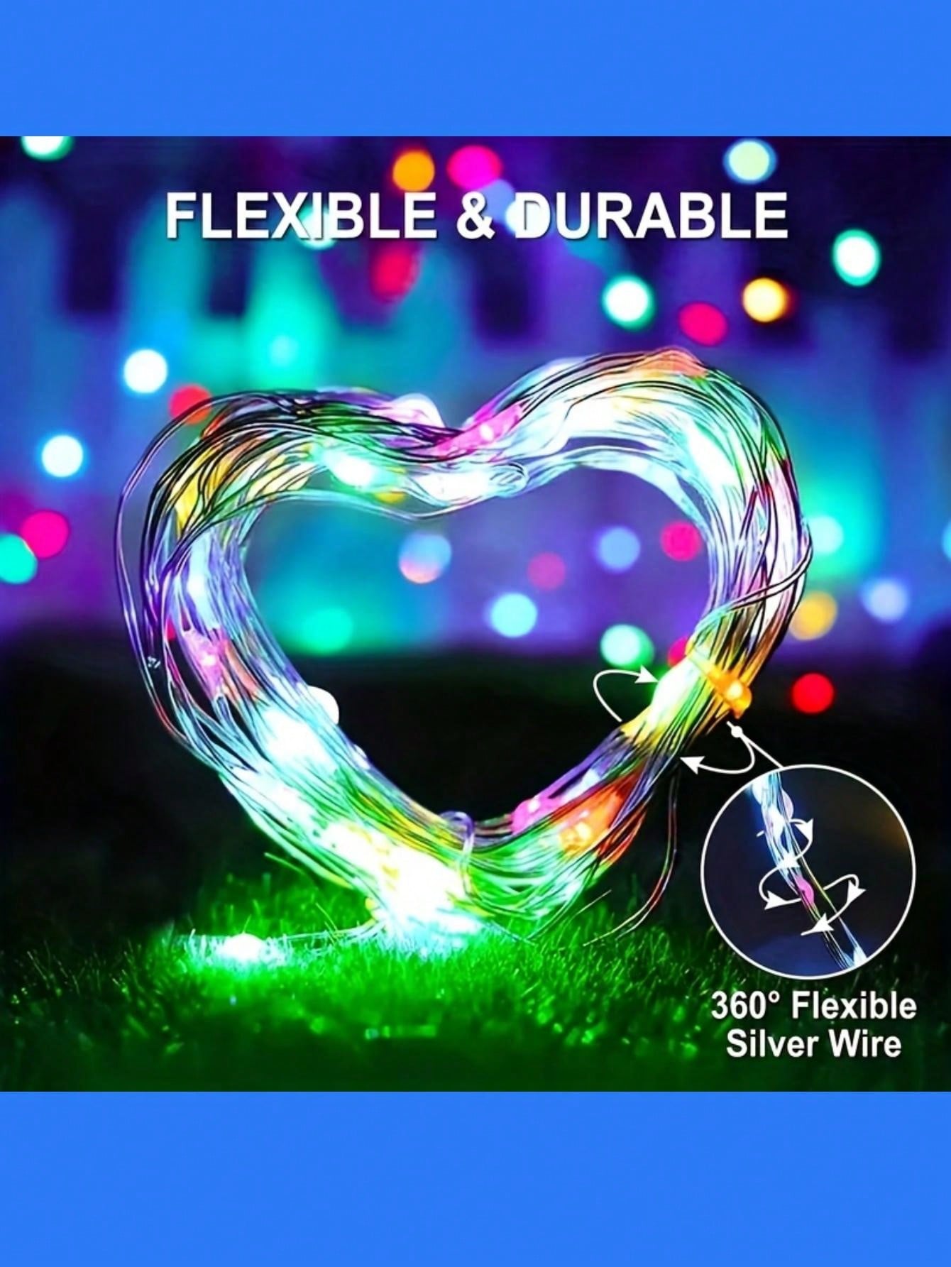 1pc Solar Powered Led Copper Wire/ String Light In 7m/12m/22m/32m