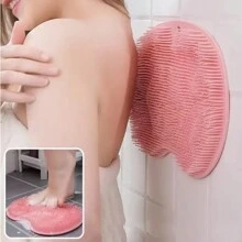 1pc Slouchy Foot Scrubber & Massager Pad For Home Bathroom, Antiskid Bath Mat For Feet & Back - Pink - View 1