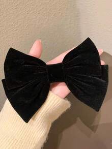 1 件裝顏色隨機天鵝絨蝴蝶結髮夾,適合婚禮和派對裝飾 - 彩色 - 查看 3