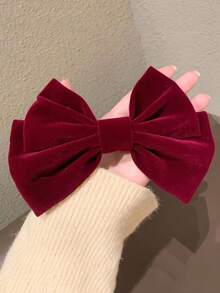 1 件裝顏色隨機天鵝絨蝴蝶結髮夾,適合婚禮和派對裝飾 - 彩色 - 查看 2