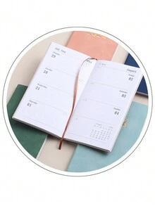 2024 English Daily Planner, 365 Days Time Management Daily Planner, Leather Cover Notebook Efficiency Manual - Navy Blue - View 4