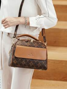 新款时尚印花小单肩包，休闲斜挎包，适合通勤和约会 - 咖啡棕 - 查看 3