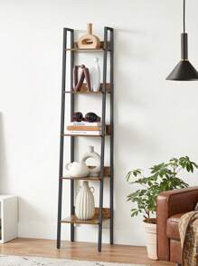 VASAGLE Estantería Escalera Estantería Estrecha de 5 Niveles Estantería para Oficina en Casa Sala de Estar Dormitorio Cocina Industrial Marrón Rústico y Negro - Óxido marrón - Ver 2