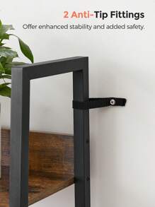 VASAGLE Estantería Escalera Estantería Estrecha de 5 Niveles Estantería para Oficina en Casa Sala de Estar Dormitorio Cocina Industrial Marrón Rústico y Negro - Óxido marrón - Ver 5