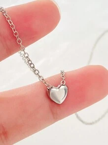 1pc Fashionable Simple Heart Pendant Necklace For Women, Daily Decoration, Festival Gift Valentines,Mom,Mother,Mother's Day,Gift