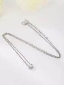 1pc Fashionable Simple Heart Pendant Necklace For Women, Daily Decoration, Festival Gift Valentines,Mom,Mother,Mother's Day,Gift