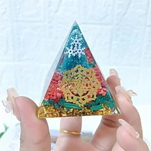 1pc 5cm Orgone Pyramid For Positive Energy And Mix Material Crystal, With Protection From Crystals Energy Generator For Stress Reduce Healing Meditation And Wealth Attraction For Home Decoration - Multicolor - View 10