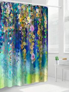 1入組創意復古花印花淋浴簾鉤,浴缸隔板淋浴簾,浴室用品,浴室裝飾,防水淋浴簾 - 彩色 - 查看 3