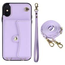AWQUER Crossbody Wallet Back Case Compatible With IPhone 15 14 Plus 13 12 Mini 11 Pro Max 8 7 Plus SE 5G 2020 2022 With Hand Strap, PU Leather With Credit Card Slots Holder Kickstand Shockproof Phone Cover - Purple - View 12