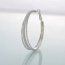 1 對時尚精緻閃亮粉紅色多層磨砂環形耳環適合日常佩戴和工作 - 圓圈 - 查看 4