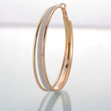 1 對時尚精緻閃亮粉紅色多層磨砂環形耳環適合日常佩戴和工作 - 圓圈 - 查看 5