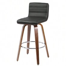 Set Of 1/2/4 Swivel Bar Stool PU Leather Upholstered Counter Height Stool Heavy Duty Bentwood Bar Chairs - màu đen - Xem 4