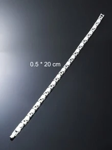 1 件 5 毫米扁平方形链条男士嘻哈风格个性化日常佩戴男友礼物手链 - 銀色 - 查看 8