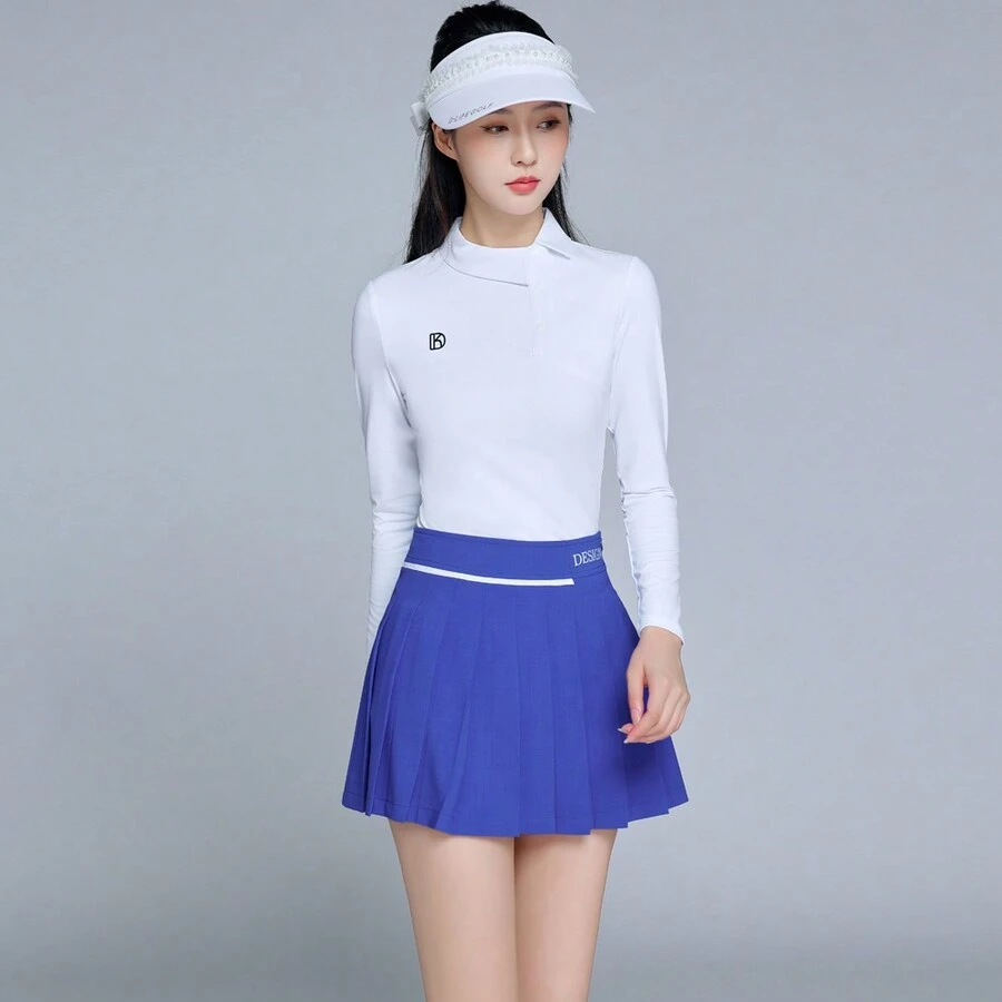 Design key Falda-pantalón De Golf/tenis Para Mujer, Ajustada Y Antideslizante, Falda Plisada Azul