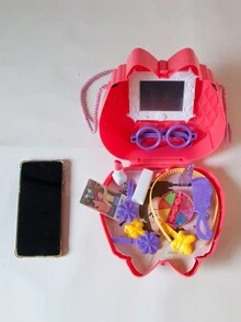 1 件儿童角色扮演玩具单肩包，适用于派对化妆套装 - 紅色 - 查看 5