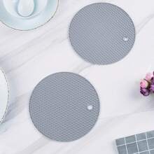 Round Silicone Heat Insulation Pad, Double-Sided Honeycomb Silicone Table Mat, Bowl Mat, High-Temperature Resistant - Blue - View 5