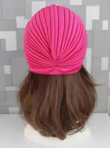 1pc Women's Bohemian Style Headscarf Cap, Suitable For Daily Use, Windproof, Sandproof, Postpartum Headwear - Hot Pink - View 2