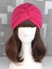 1pc Women's Bohemian Style Headscarf Cap, Suitable For Daily Use, Windproof, Sandproof, Postpartum Headwear - Hot Pink - View 1