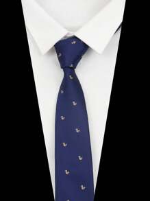 1pc Fashionable Men's Necktie With Duck Print Pattern & Unique Design, Suitable For Wedding, Vacation, Work & Casual Occasions, Gift For Boyfriend