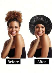 1pc Women Wide Brim Elastic Satin Bonnet, Comfortable Breathable Hair Care Hat, Casual Daily Style