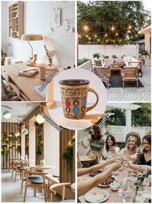 1入組350毫升/11.66盎司陶瓷咖啡杯,復古風格的咖啡杯,適用於派對/舞會/辦公室/家庭/咖啡店/餐廳,帶蓋和匙,可洗碗消毒微波爐安全,適用於燕麥咖啡、水、牛奶、茶、飲料,有趣的禮物,適用於女性、男性、同事、家人和朋友 - 卡其色 - 查看 7