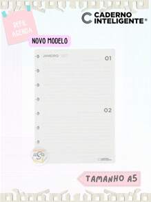 Caderno Inteligente, Refil Agenda Permanente Tam A5, Novo modelo - Branco - Visão 2