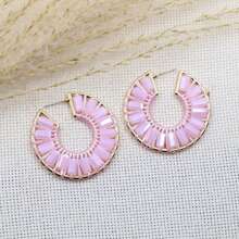 1對時尚波希米亞風格圓形串珠編織設計耳環,適合日常佩戴/情人節 - 圓形 - 查看 2