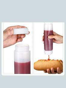 廚房便利工具雙面沙拉醬和蕃茄醬瓶 - 白色 - 查看 4