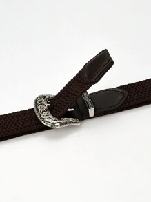 1pc Women's Fashionable & Versatile Square Buckle Elastic Braided Belt For Daily Wear - Multicolor - View 10