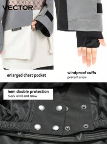 VECTOR MOTION Trượt tuyết , Nam Và Của phụ nữ áo có mũ Dây kéo nửa Trượt tuyết Áo khoác Và Quần , Chống gió , Không thấm nước , Băng phản chiếu Thiết kế , Chống mài mòn , Thoáng khí , Co giãn , Ấm áp , Nhung san hô , Thích hợp Đối với Đơn/đôi Tấm bảng Trượt tuyết - Đen và trắng - Xem 6