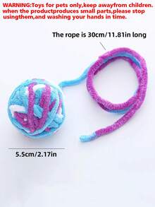 1pc Yellow Cat Toy With Bell & Knitted Ball For Entertainment And Stress Relief, Pet Use Only - Yellow - View 2