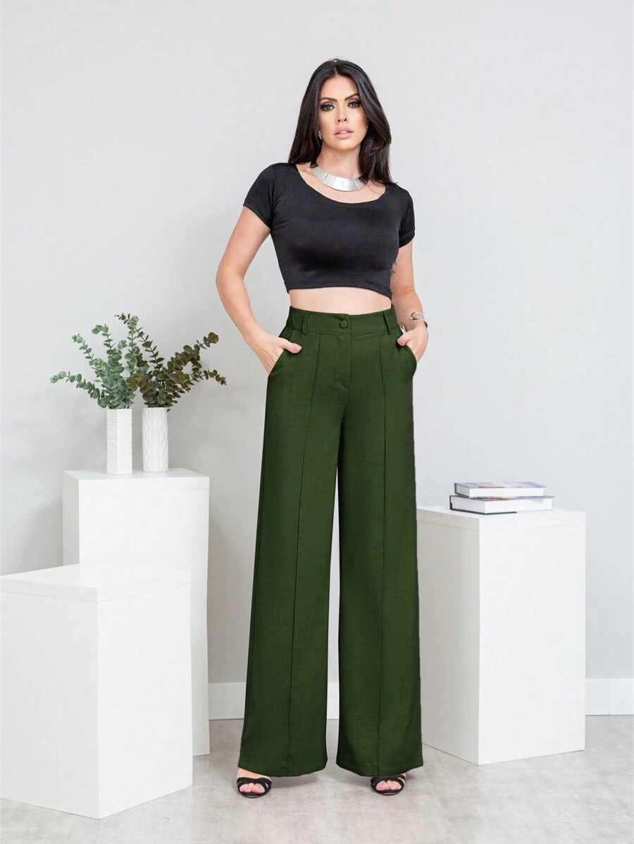 Women Pants - xanh quân đội - Xem 1