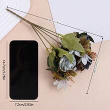 1 件婚禮客廳人造花裝飾,配有逼真的牡丹、玫瑰、五瓣茶芽、淺歐洲雛菊 - 藍色 - 查看 2