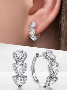 1 Pair Fashion Cubic Zirconia Hoop Earrings For Women For Wedding Anniversary Engagement Party Jewelry Valentine's Day Gift,Mom,Mother,Mother's Day,Gift