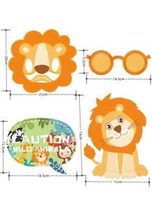 25pcs Jungle Safari Photo Booth Props Wild Animals Forest Themed Party Props Kit For Jungle Safari - Multicolor - View 5