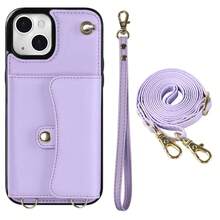 AWQUER Crossbody Wallet Back Case Compatible With IPhone 15 14 Plus 13 12 Mini 11 Pro Max 8 7 Plus SE 5G 2020 2022 With Hand Strap, PU Leather With Credit Card Slots Holder Kickstand Shockproof Phone Cover - Purple - View 31