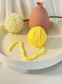 1pc Yellow Cat Toy With Bell & Knitted Ball For Entertainment And Stress Relief, Pet Use Only - Yellow - View 1