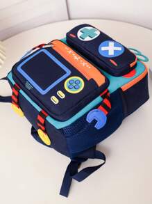 1 Pieza Mochila Con Diseño De Robot De Dibujos Animados, Con Cierre De Cremallera De Nylon, Linda Y Adecuada Para Uso Diario En El Jardín De Infancia - Verde - Ver 6