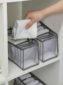 1pc,Organize Your Underwear, Socks, And More With This 11-Grid Foldable Storage Box!,Back To School,School Supplies - Grey - View 4