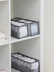 1pc,Organize Your Underwear, Socks, And More With This 11-Grid Foldable Storage Box!,Back To School,School Supplies - Grey - View 7