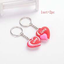1套/2入紅色心形鑰匙扣,情人節、感恩節、派對、背包裝飾、送給最好的朋友/家人的完美禮物 - 白色 - 查看 1