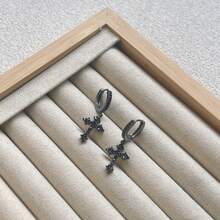 1set/3pairs Black Tone Long Tassel Butterfly Cross Dangle Earrings Set For Women's Party And Daily Wear - Black - View 4