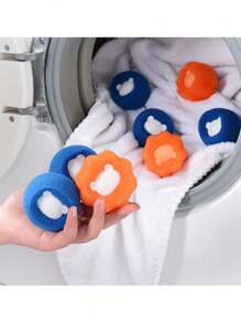 2入組洗衣機海綿清潔球,可去除頭髮和污垢,防纏結洗衣球 - 橘色 - 查看 3