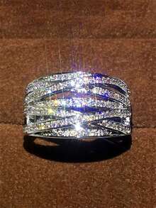 1枚女士豪華立體鑽戒,適用於結婚/訂婚/派對/情人節,送禮佳品 - 1# - 查看 1